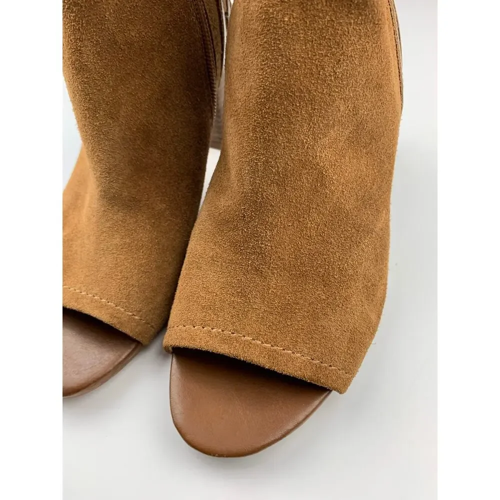 Franco Sarto Greenwich Peep Toe Cutout Booties Brown Ankle Boots Women's 6.5